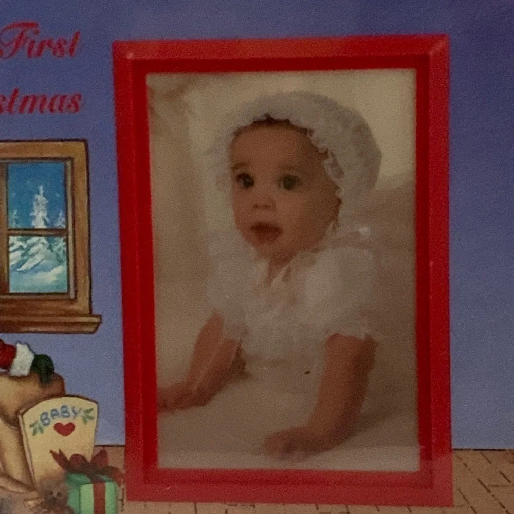 Baby’s First Christmas Photo Picture Frame Santa Christmas Tree Red Multicolor